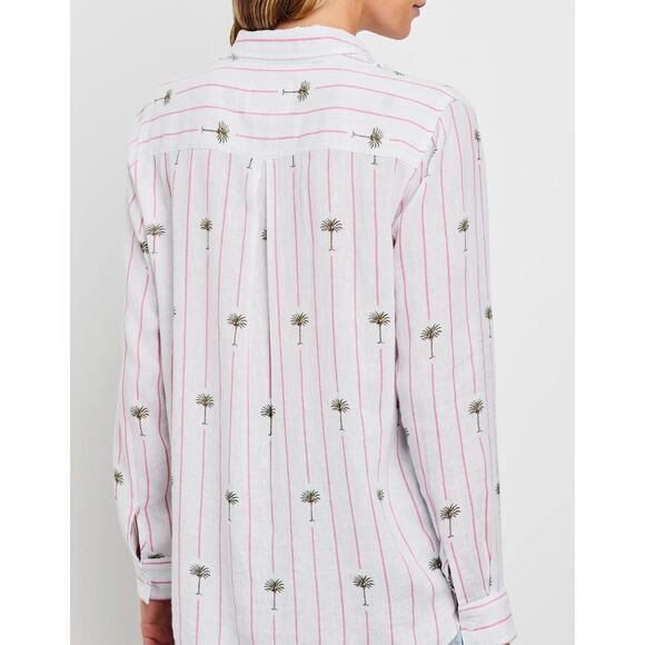 Rails Charli shirt Pink Palm Stripe Women's sz. S - Picture 2 of 12